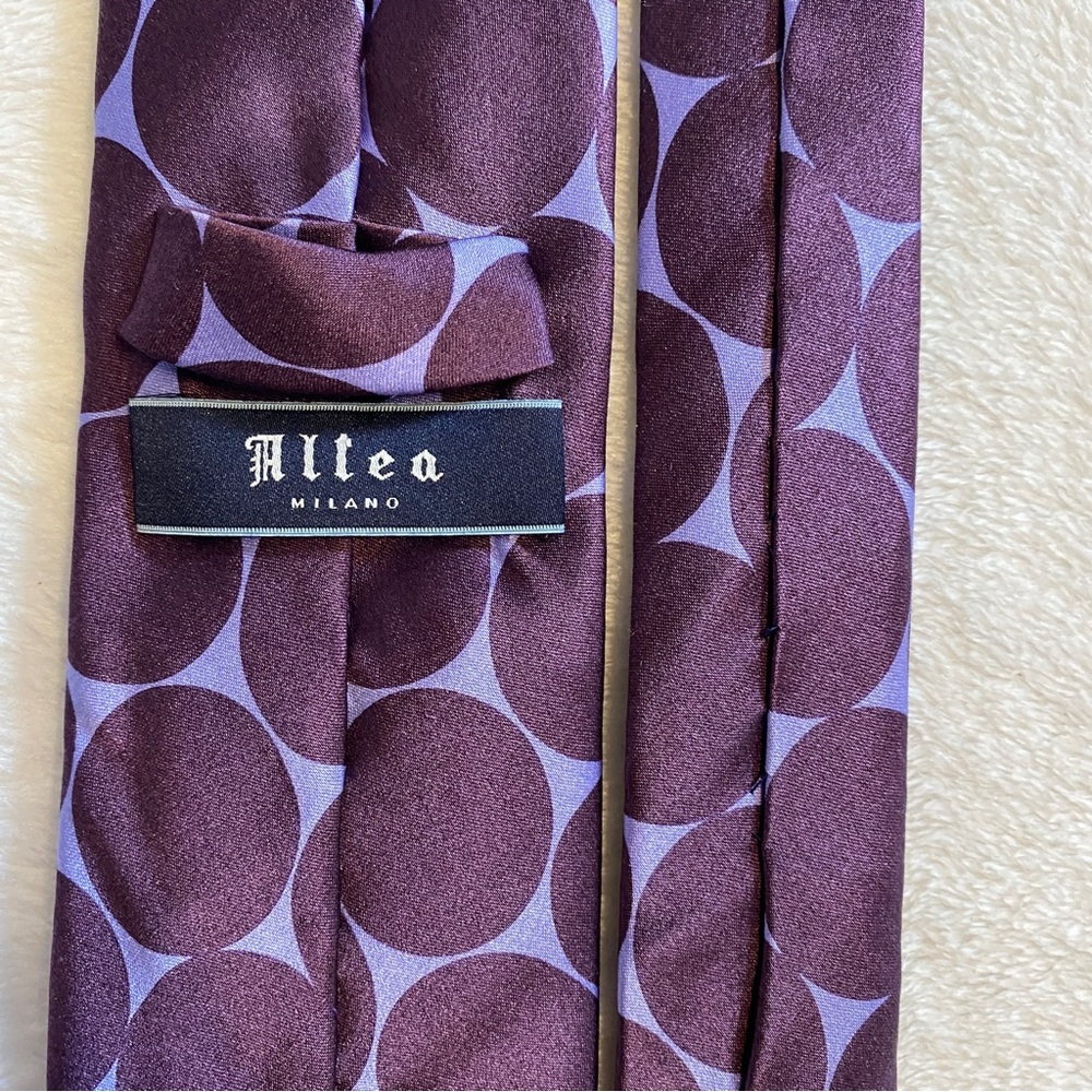 Alteo Milano Purple Circle Pattern Silk Tie - image 5